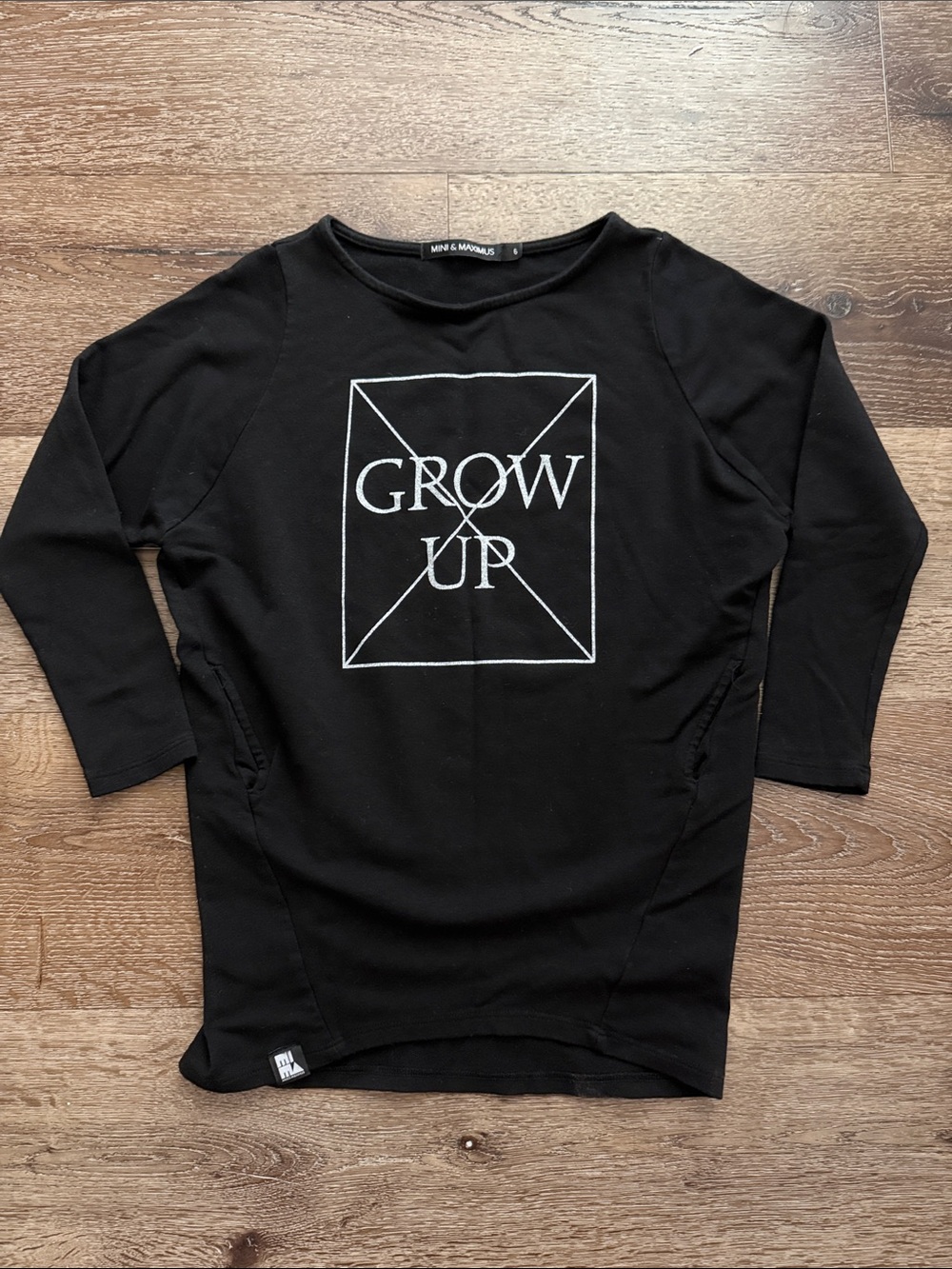Mini & Maximus Kids Black White Long-Sleeve 'Don’t Grow Up' Tunic Top Tee